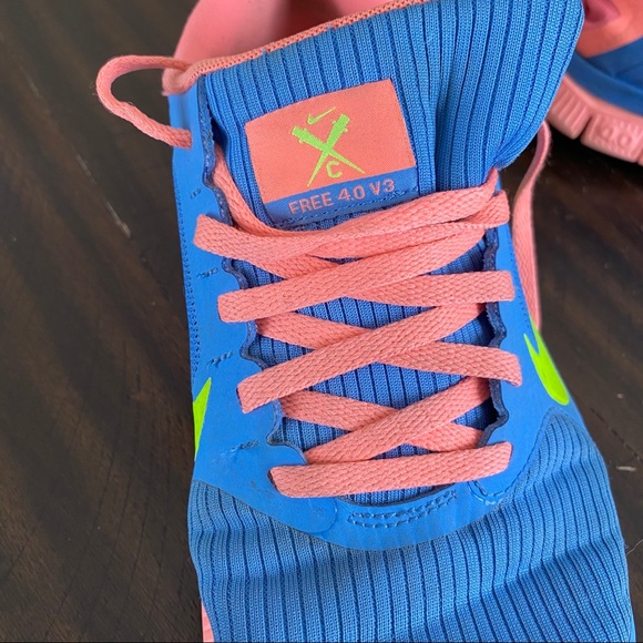 NIKE FREE 4.0 V3 Blue and Salmon Running Shoes Size 10 - Picture 9 of 11